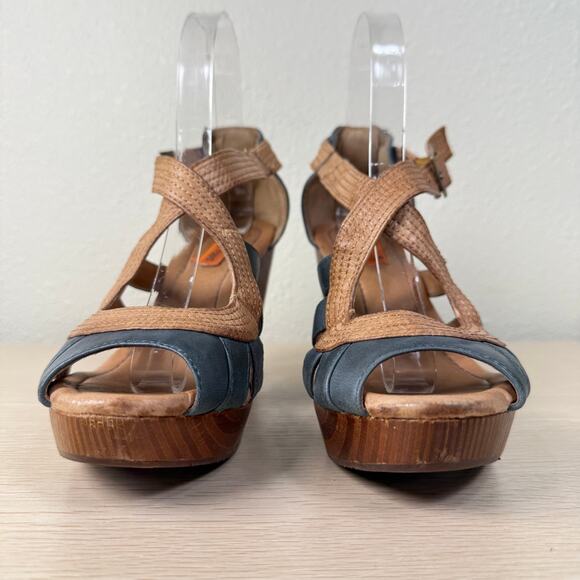 Miz Mooz Petra Wooden Heel Sandals Mod Retro Pinup Fairy Grunge Whimsy Twee 7.5 - Picture 3 of 11